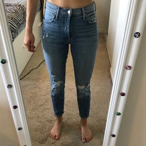 MOTHER High Rise Straight Leg Jeans